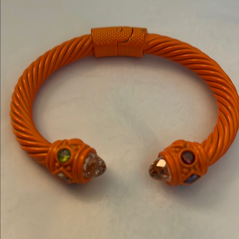 Orange Cable Bracelet with Gem Accents